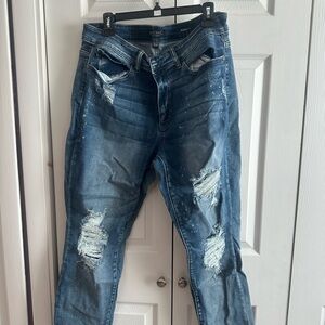 Judy Blue Women's Distressed Blue Boyfriend Jeans